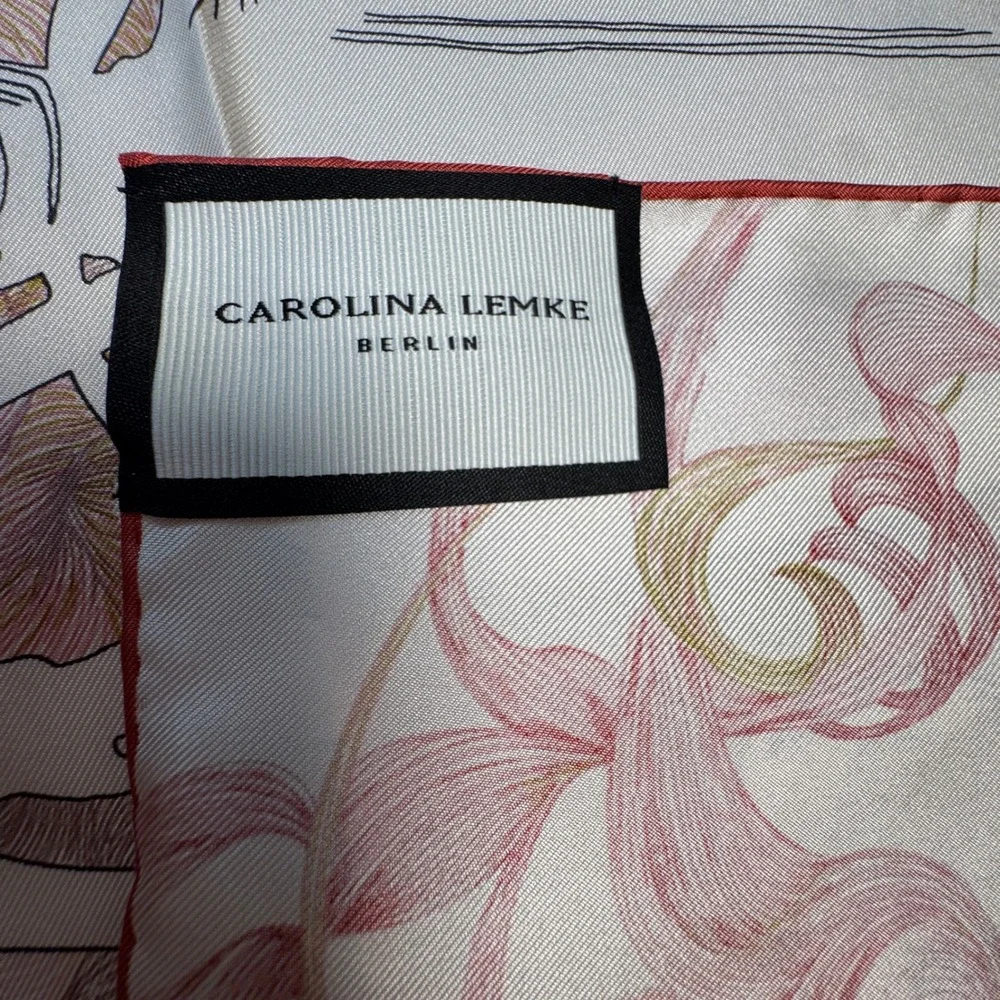 Carolina Lemke Brides de Gala Silk Scarf Pink Gold Equestrian 35x35 NIB
